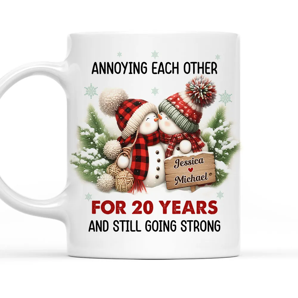 Personalized White Ceramic Mug with Cute Snowman Couple, Funny Anniversary Coffee Cup, Cozy Winter Keepsake, Unique Romantic Gift for Couples - Image 2