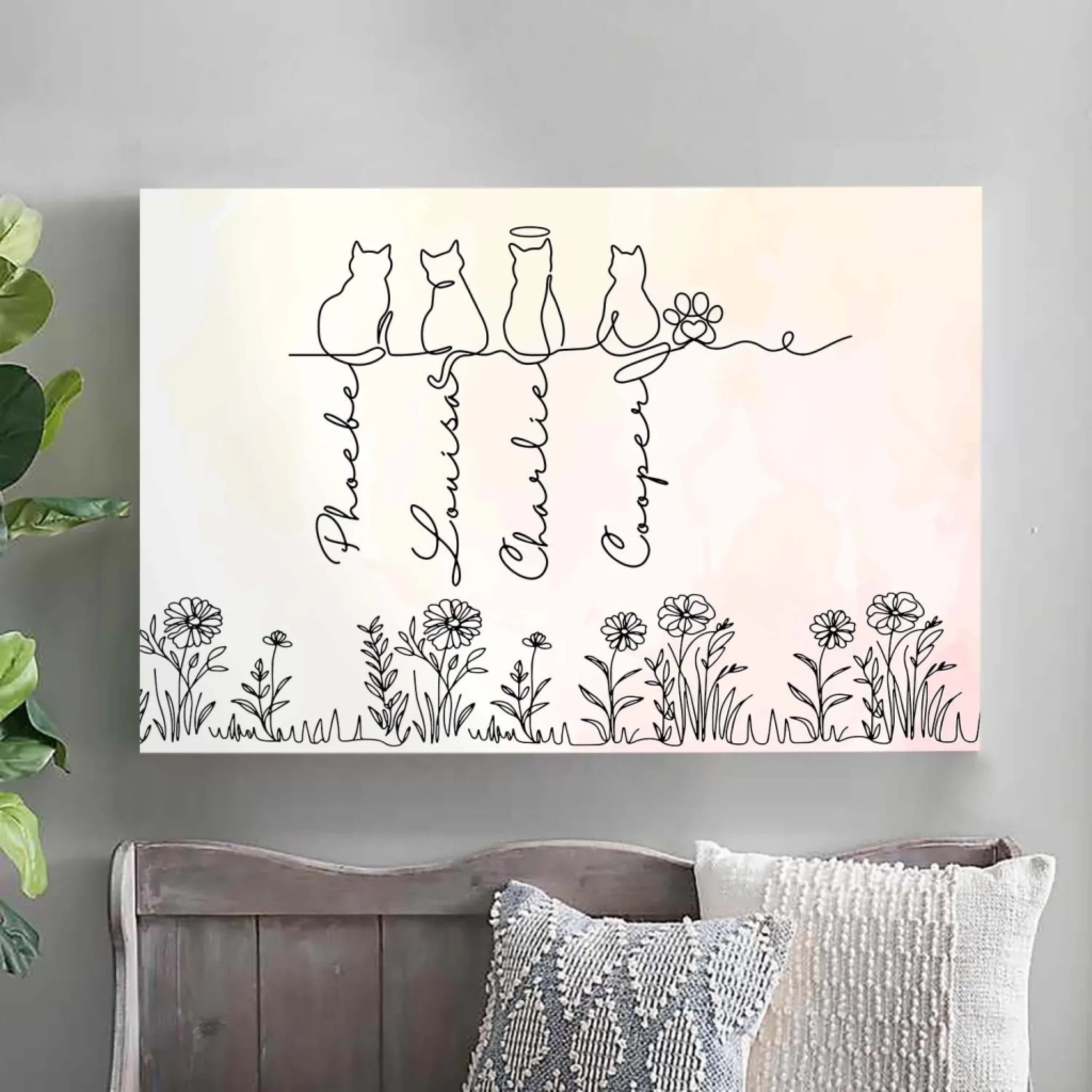 Personalized Cat Lover Poster with Minimal Line Art Cats, Custom Wall Art, Unique Gift for Mom or Pet Parent - Image 7