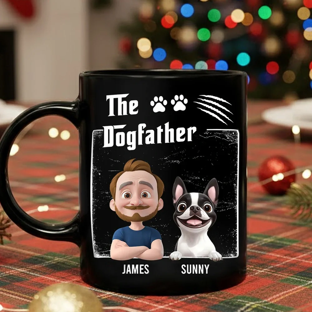 Custom Full Color Mug with Dog Dad Photo Fun Dogfather Coffee Cup Unique Gift for Him from the Pup - Image 3
