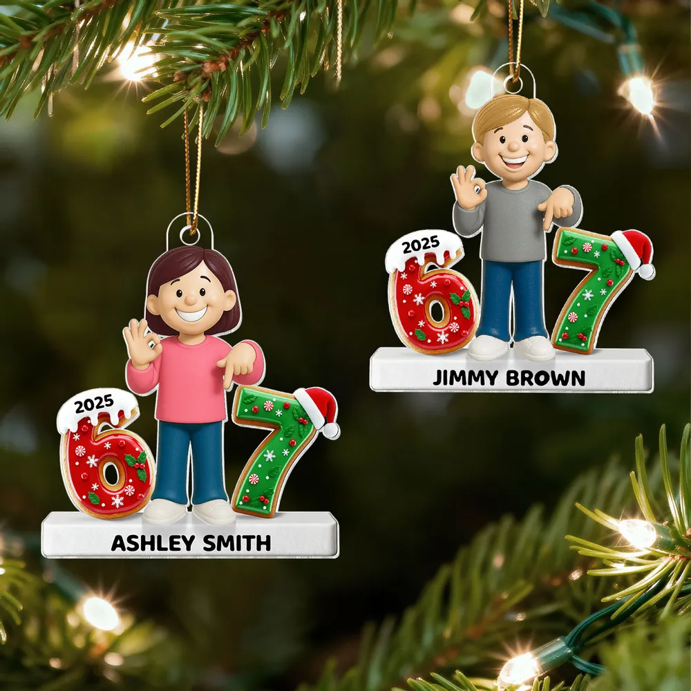Personalized Acrylic Ornament with Cute Cartoon Boy & Christmas Numbers, Festive Tree Decor & Unique Kids Gift - Image 5