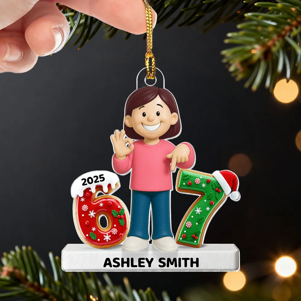 Personalized Acrylic Ornament with Cute Cartoon Boy & Christmas Numbers, Festive Tree Decor & Unique Kids Gift - Image 6