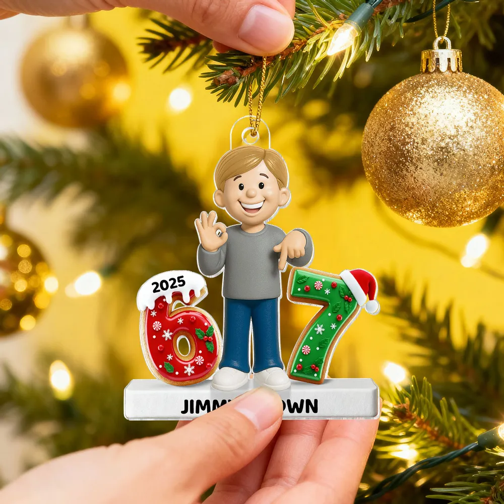 Personalized Acrylic Ornament with Cute Cartoon Boy & Christmas Numbers, Festive Tree Decor & Unique Kids Gift - Image 7