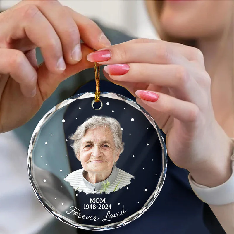 Custom Photo Crystal Ornament Keepsake – Your Wings Were Ready Memorial Circle for a Loved One, Meaningful Christmas Tree Gift - Image 3
