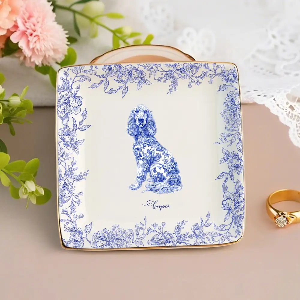 Custom Dog Lover Bone China Plaque in Toile de Jouy Style – Collectible Pet Wall Decor & Thoughtful Holiday or Anniversary Gift - Image 5