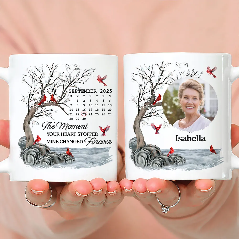 Custom Memorial White Ceramic Mug with Photo & Cardinals – Personalized Remembrance Keepsake, Comforting Unique Gift - Image 3