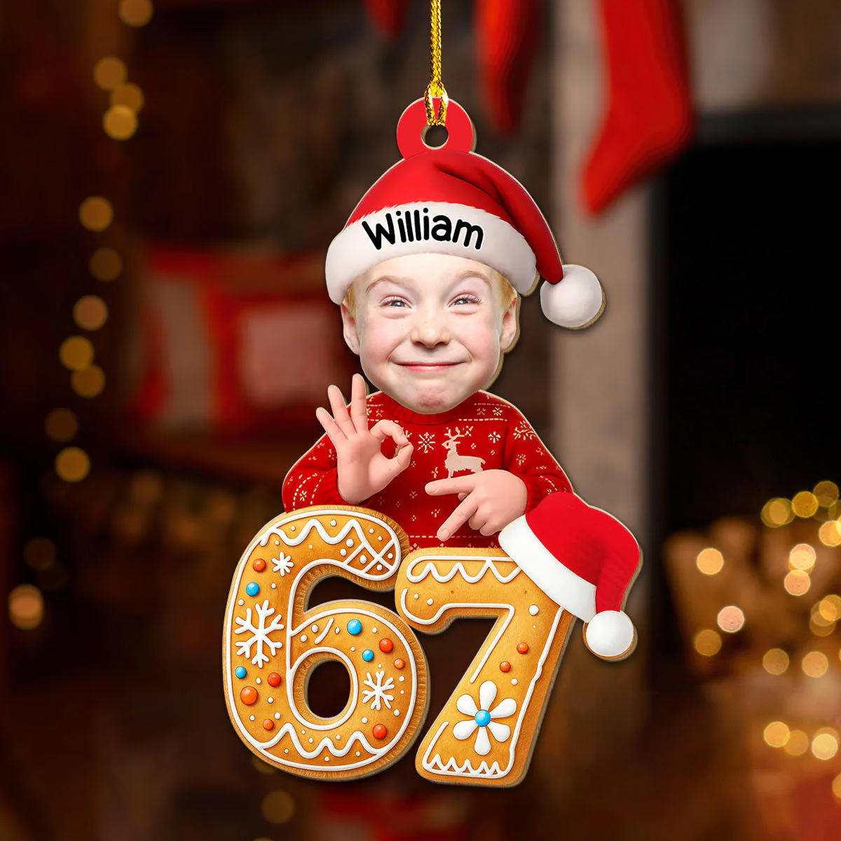 Personalized 67 Meme Wooden Ornament with Your Baby Photo – Funny Christmas Wooden Ornament & Unique Holiday Gift for Family and Friends - Image 3