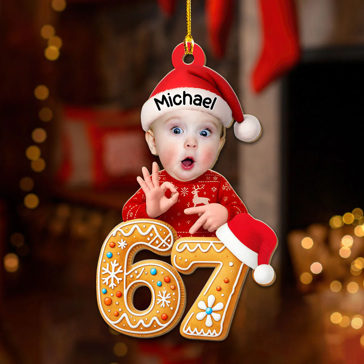 Personalized 67 Meme Wooden Ornament with Your Baby Photo – Funny Christmas Wooden Ornament & Unique Holiday Gift for Family and Friends - Image 6