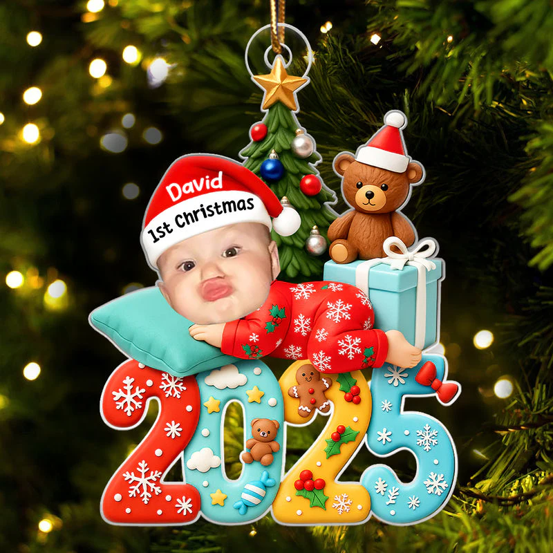 Personalized Acrylic Ornament Baby Photo, First Christmas Keepsake Acrylic Ornament for New Parents, Cute Unique Gift for Holiday Tree Decor - Image 2