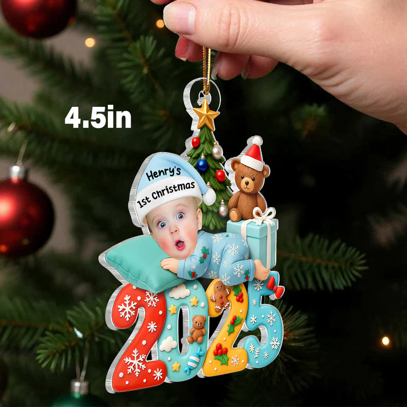 Personalized Acrylic Ornament Baby Photo, First Christmas Keepsake Acrylic Ornament for New Parents, Cute Unique Gift for Holiday Tree Decor - Image 3