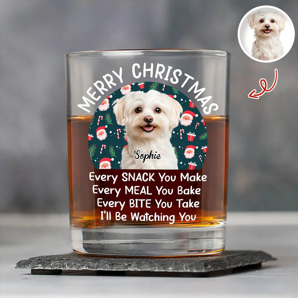 Personalized Dog Whiskey Glass Christmas Gift, Funny Watching You Quote, Unique Holiday Bar Glass for Pet Lovers - Image 5