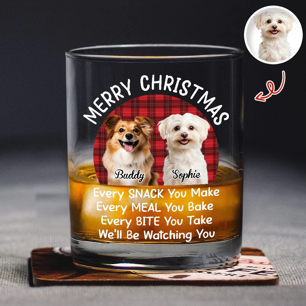 Personalized Dog Whiskey Glass Christmas Gift, Funny Watching You Quote, Unique Holiday Bar Glass for Pet Lovers - Image 6