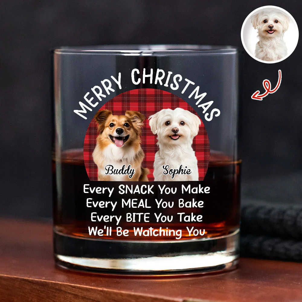 Personalized Dog Whiskey Glass Christmas Gift, Funny Watching You Quote, Unique Holiday Bar Glass for Pet Lovers - Image 7