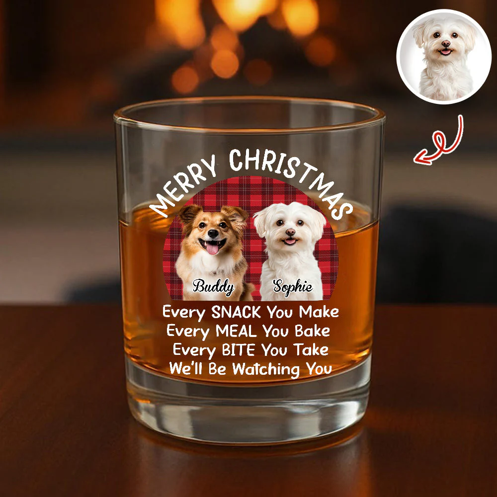 Personalized Dog Whiskey Glass Christmas Gift, Funny Watching You Quote, Unique Holiday Bar Glass for Pet Lovers - Image 8