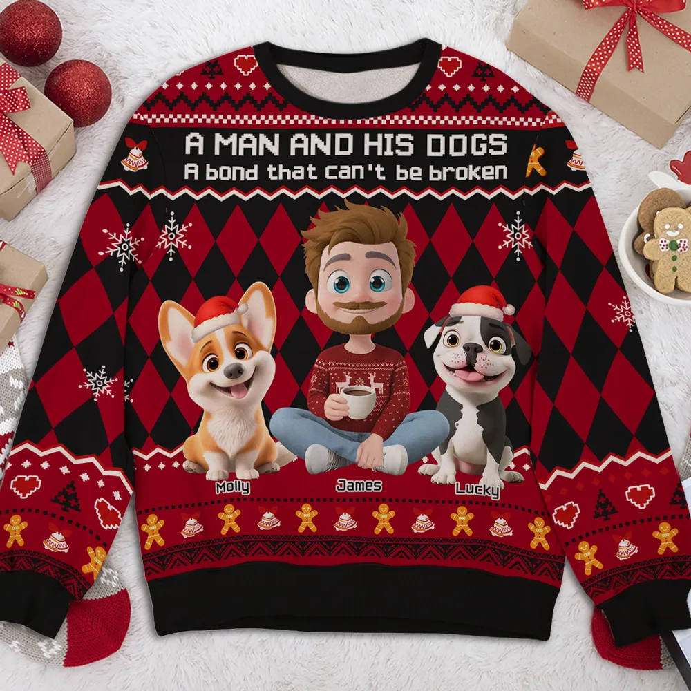 Personalized Printed Sweatshirt for Dog Dads – A Man and His Dog Christmas Gift, Unique Cozy Holiday Surprise - Image 3