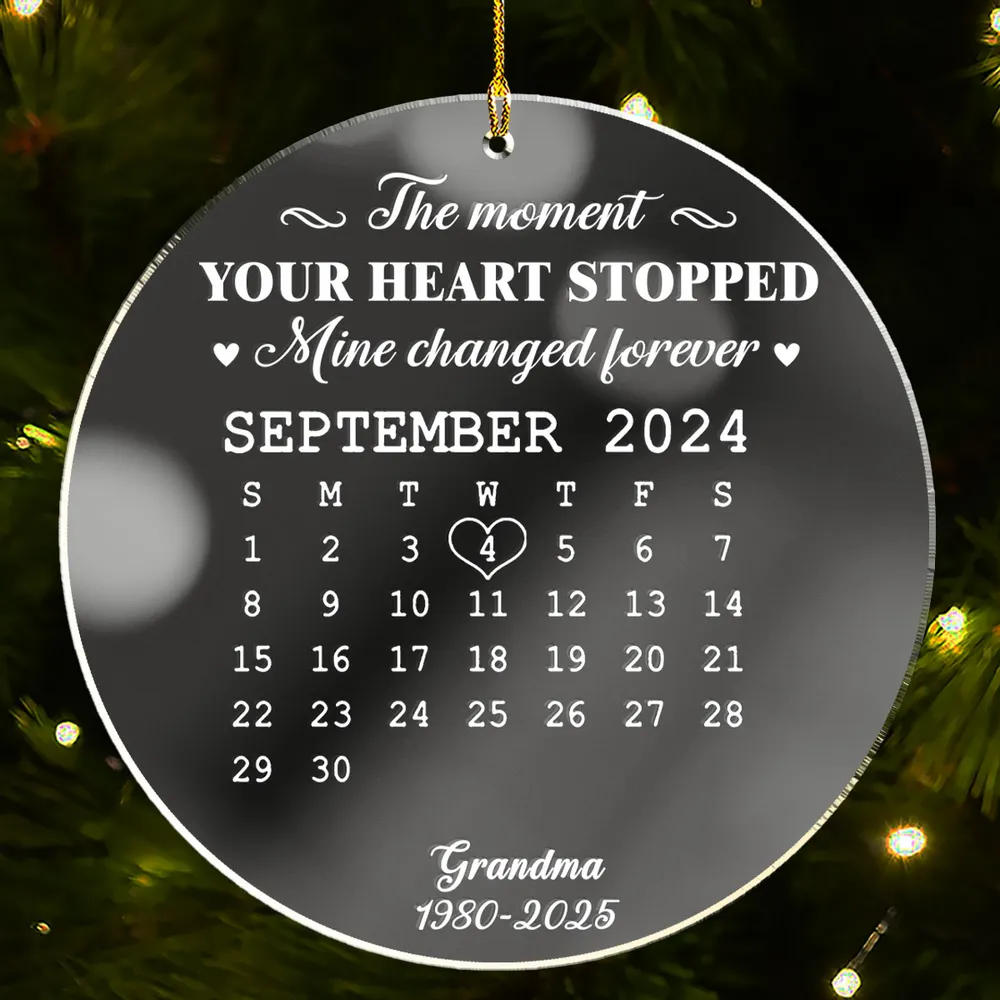 Acrylic Ornament Memorial Keepsake Calendar The Moment Your Heart Stopped Unique Sympathy Gift - Image 5
