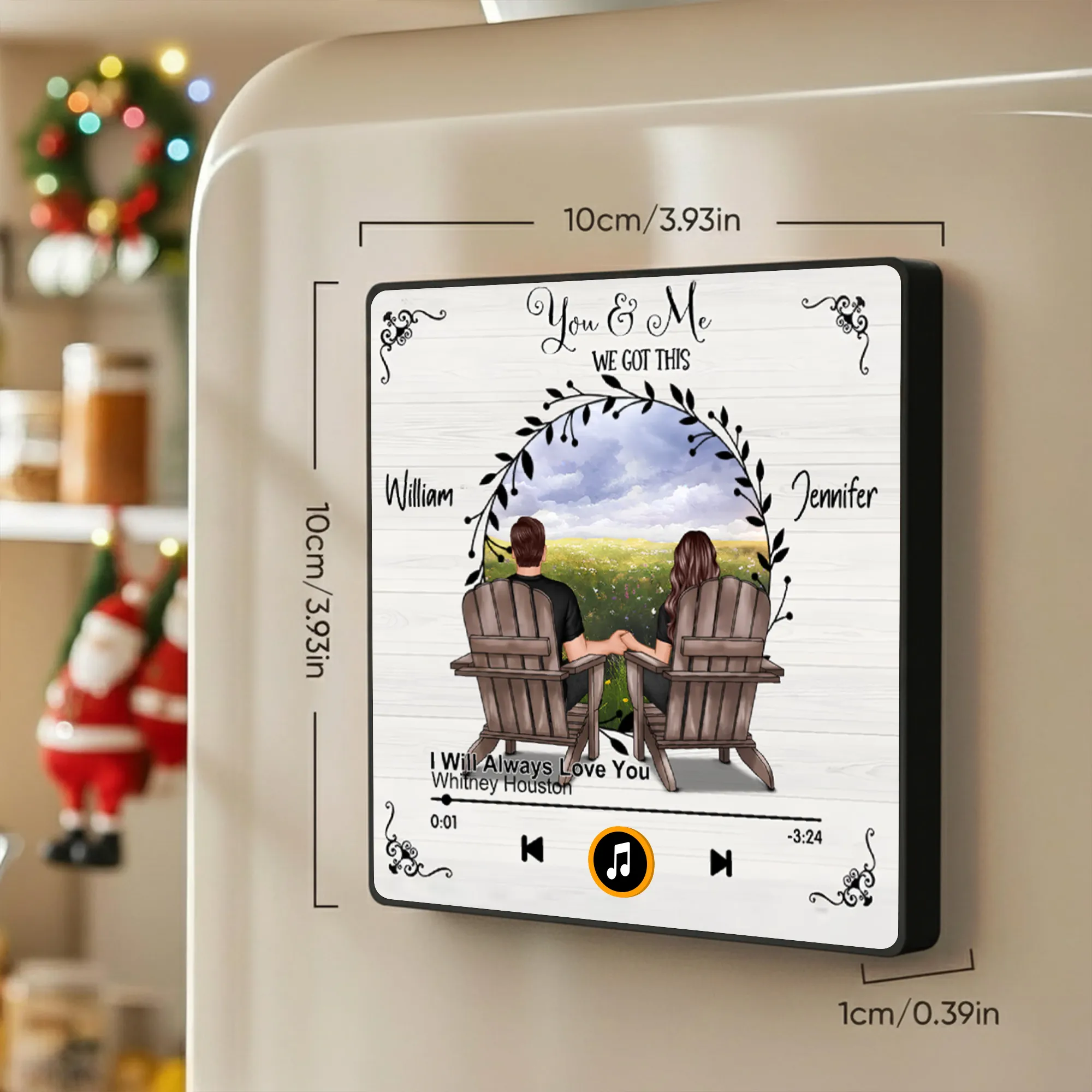 Personalized Acrylic Music Magnet for Couples – You & Me Scenic Field Design, Romantic Fridge Decor, Unique Gift - Image 2