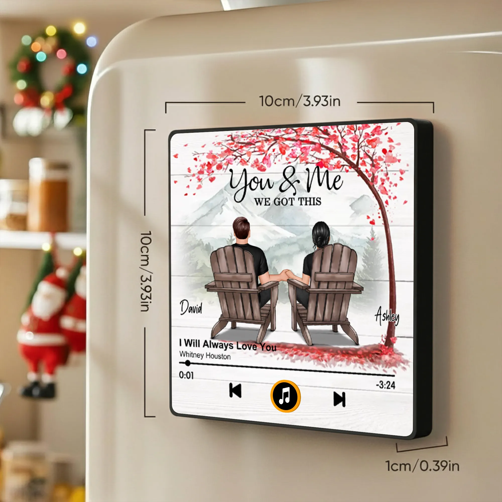 Personalized Acrylic Music Magnet for Couple – You & Me We Got This Mountain View Design, Unique Romantic Gift - Image 2
