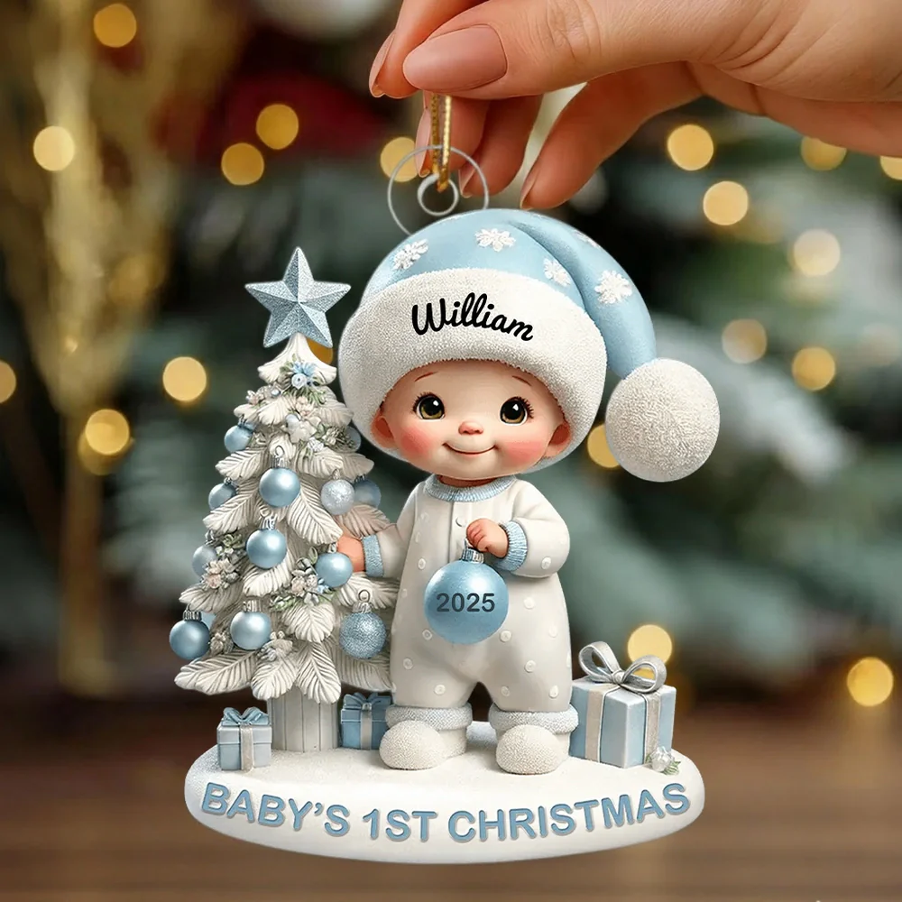 Personalized Acrylic Ornament for Baby's First Christmas – Cute Pastel Tree Design, Keepsake Holiday Decor & Unique New Baby Gift - Image 2