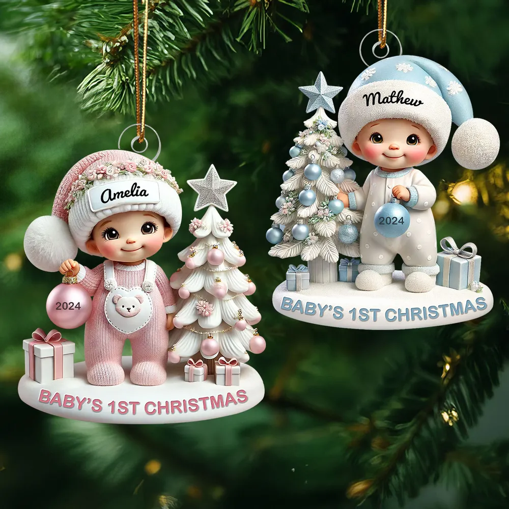Personalized Acrylic Ornament for Baby's First Christmas – Cute Pastel Tree Design, Keepsake Holiday Decor & Unique New Baby Gift - Image 3
