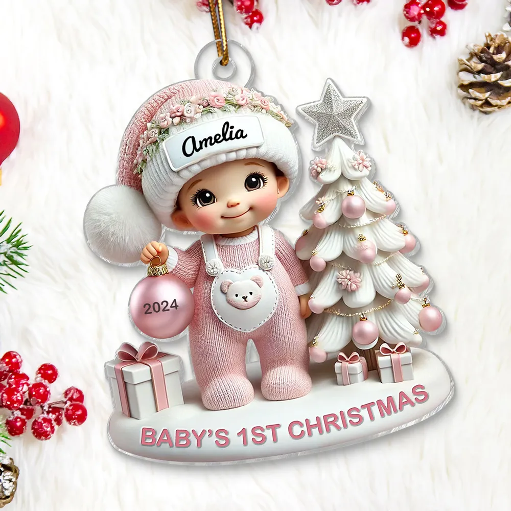 Personalized Acrylic Ornament for Baby's First Christmas – Cute Pastel Tree Design, Keepsake Holiday Decor & Unique New Baby Gift - Image 8