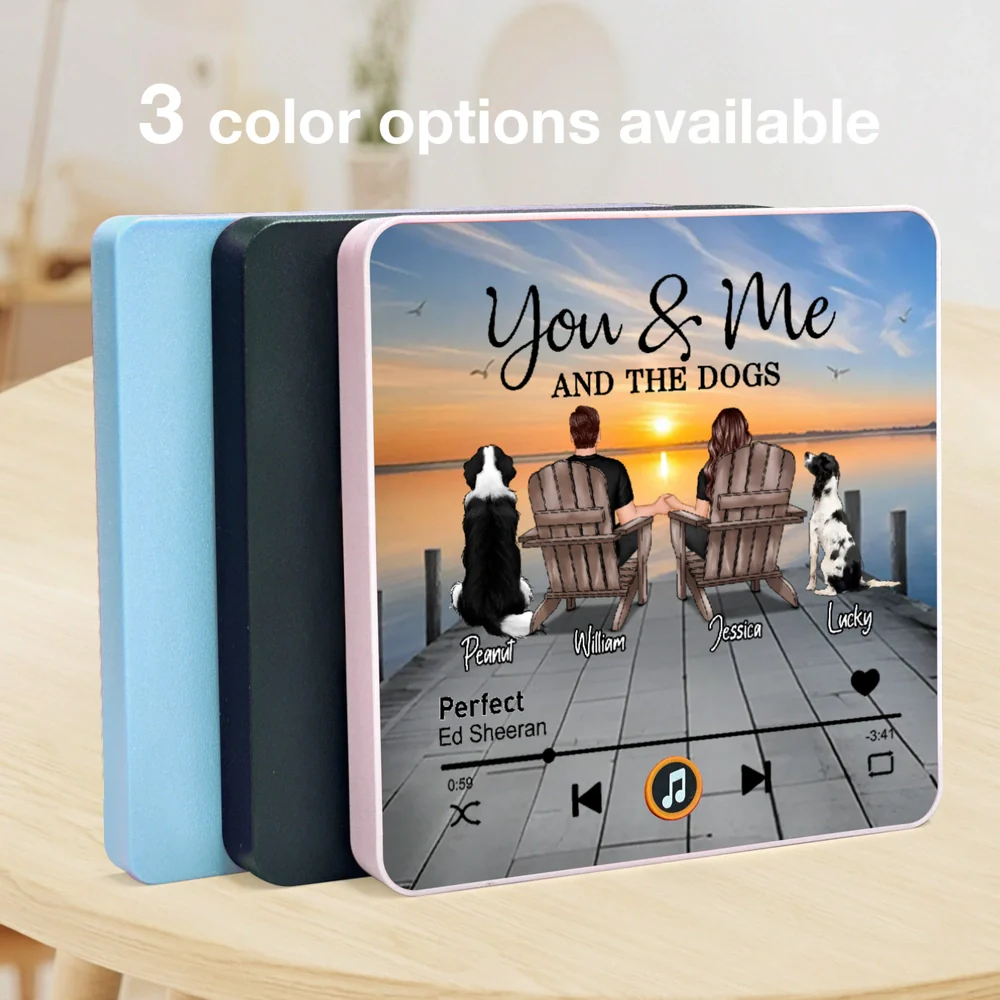 Couple You Me And The Dogs Cats Sitting On Lake Dock Personalized Music Fridge Magnet, Gift For Couple, Dog Lovers, Cat Lovers, Pet Lovers - Image 3