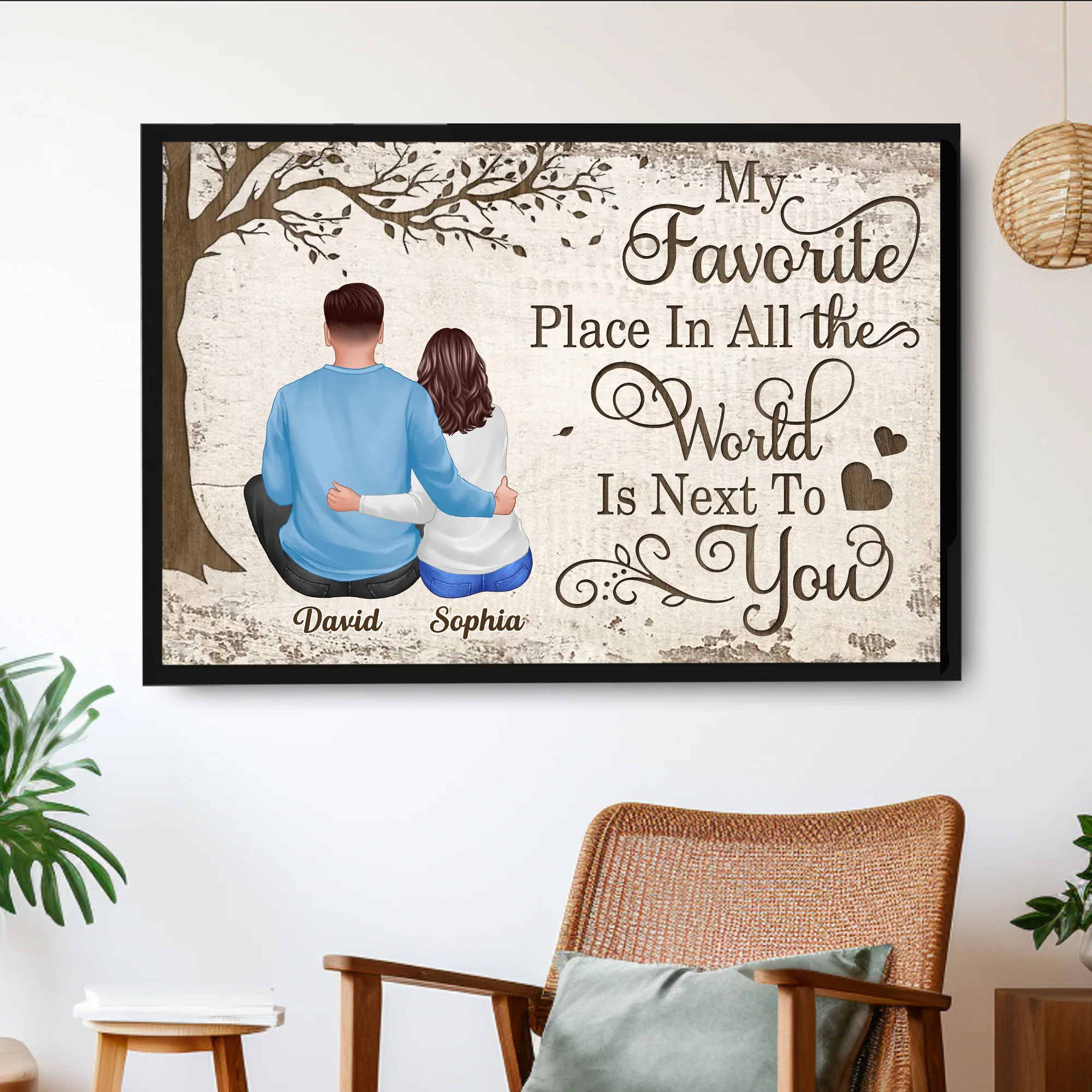 Personalized Poster/Canvas - My Favorite Place In All the World Is Next To You - Valentine's Day Gift for Couples - Image 3