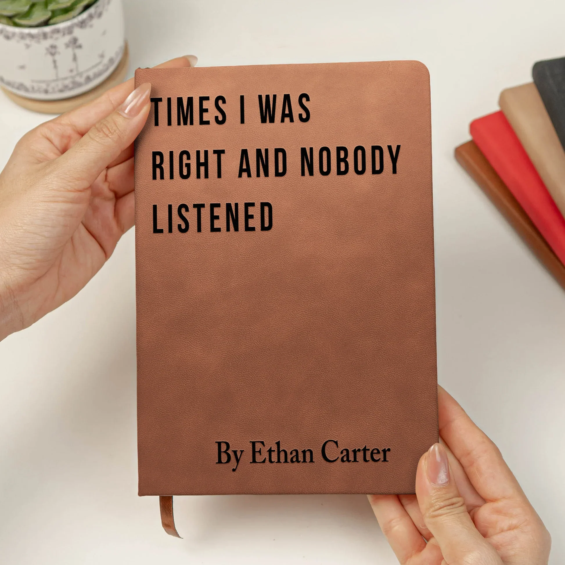 Personalized Leather Journal with Sarcastic Faux Book Cover Title, Funny Office Leather Journal, Unique Gag Gift for Coworkers & Friends - Image 5