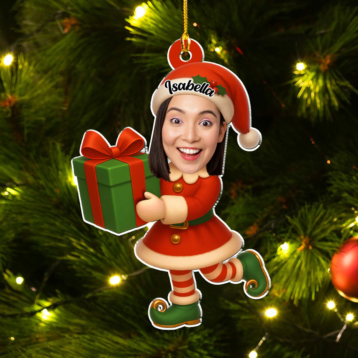 Personalized Elf Family Acrylic Ornament Custom Faces Cute Christmas Tree Decor Unique Festive Gift for Families - Image 4