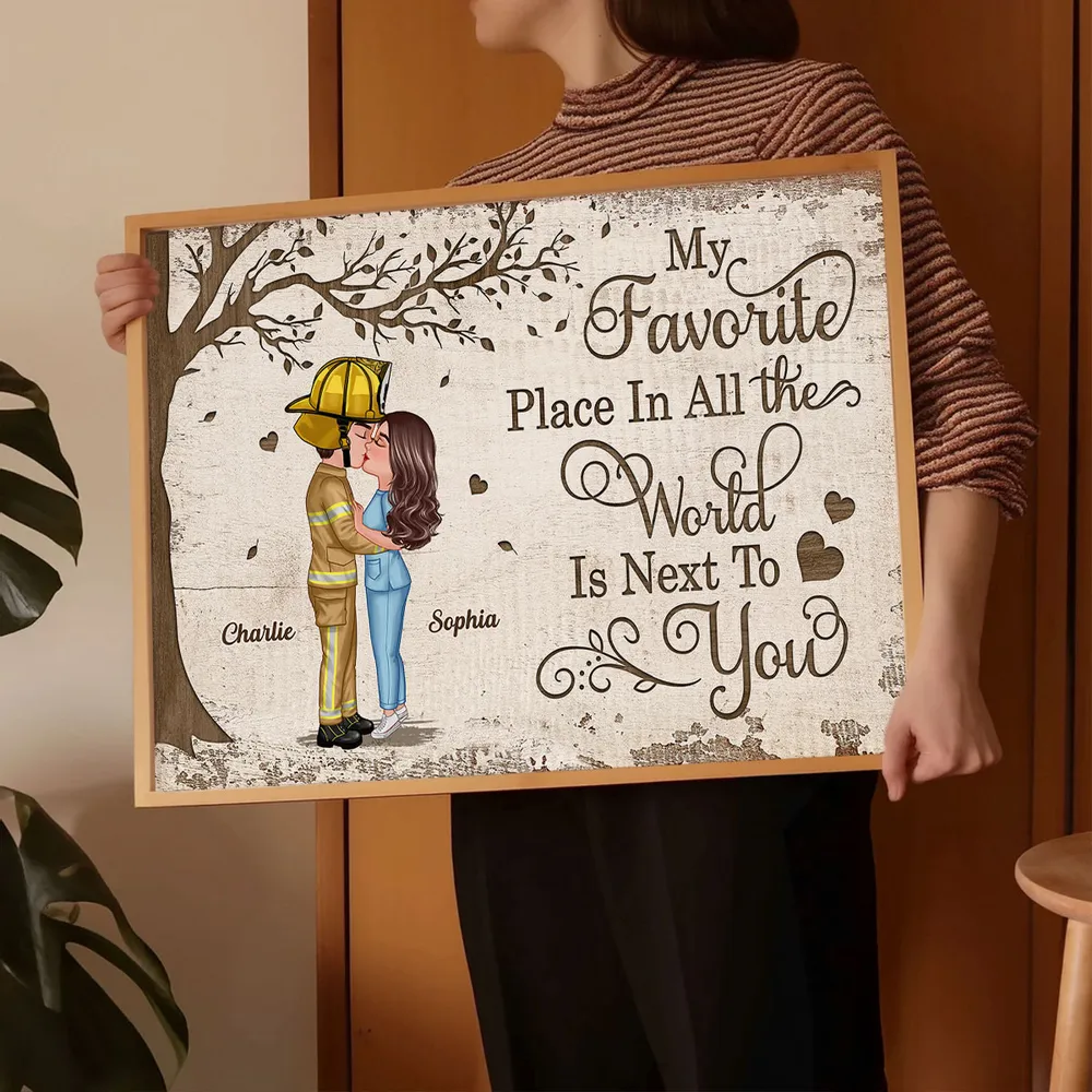 Favorite Place In The World Couple Kissing Poster, Romantic Personalized Wall Art, Unique Gift for Him or Her - Image 7