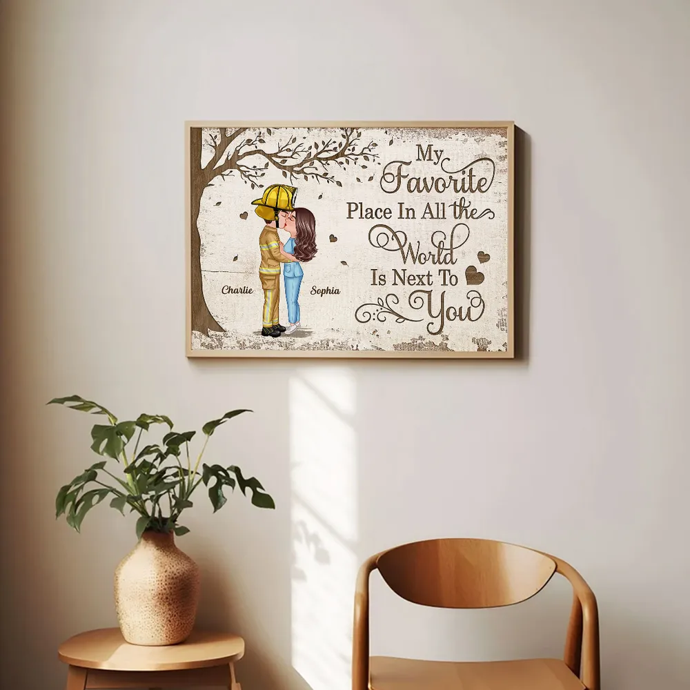 Favorite Place In The World Couple Kissing Poster, Romantic Personalized Wall Art, Unique Gift for Him or Her - Image 8