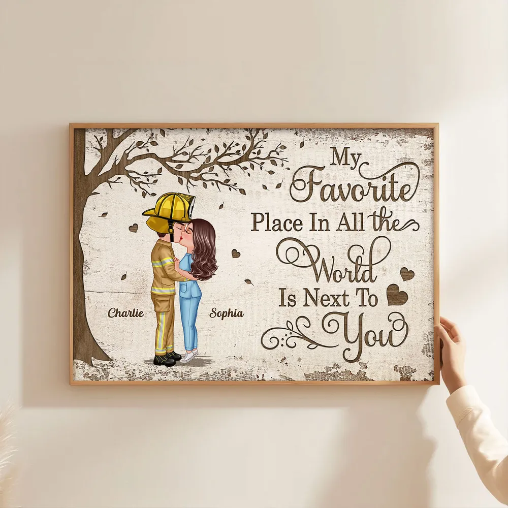 Favorite Place In The World Couple Kissing Poster, Romantic Personalized Wall Art, Unique Gift for Him or Her - Image 9