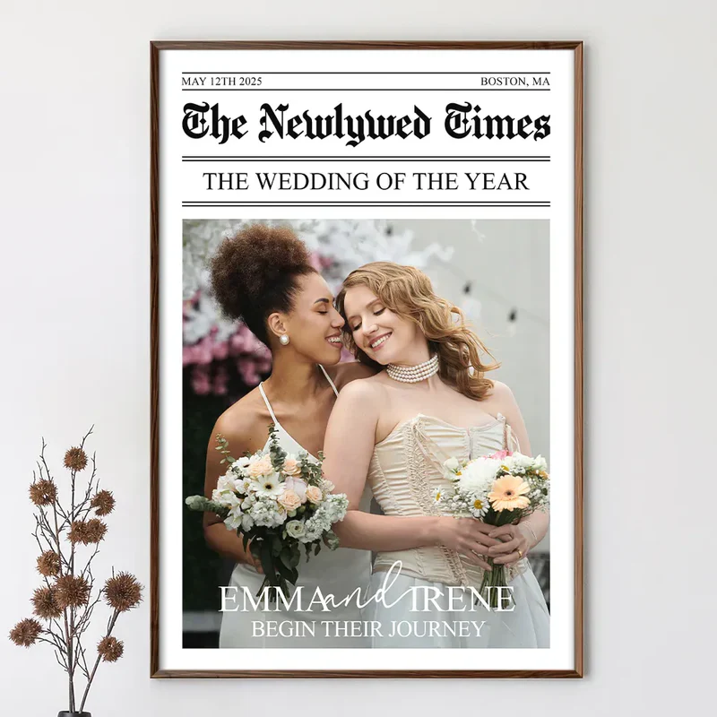 Personalized Wedding Poster Newspaper-Style Custom Photo Wall Art Gift for Newlywed Couple, Unique Keepsake Gift - Image 8