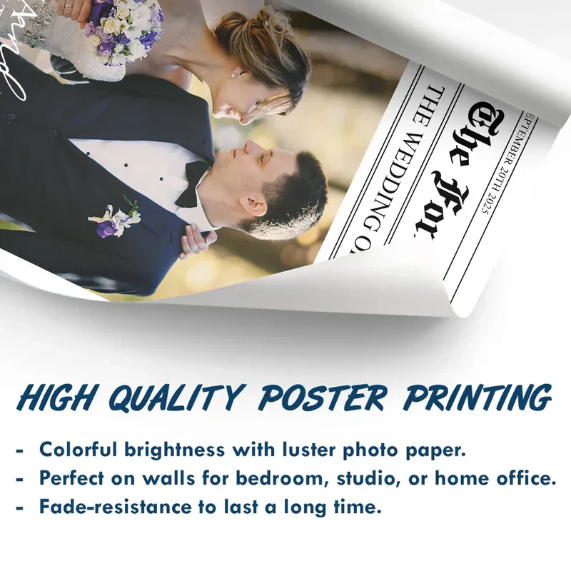 Personalized Wedding Poster Newspaper-Style Custom Photo Wall Art Gift for Newlywed Couple, Unique Keepsake Gift - Image 9
