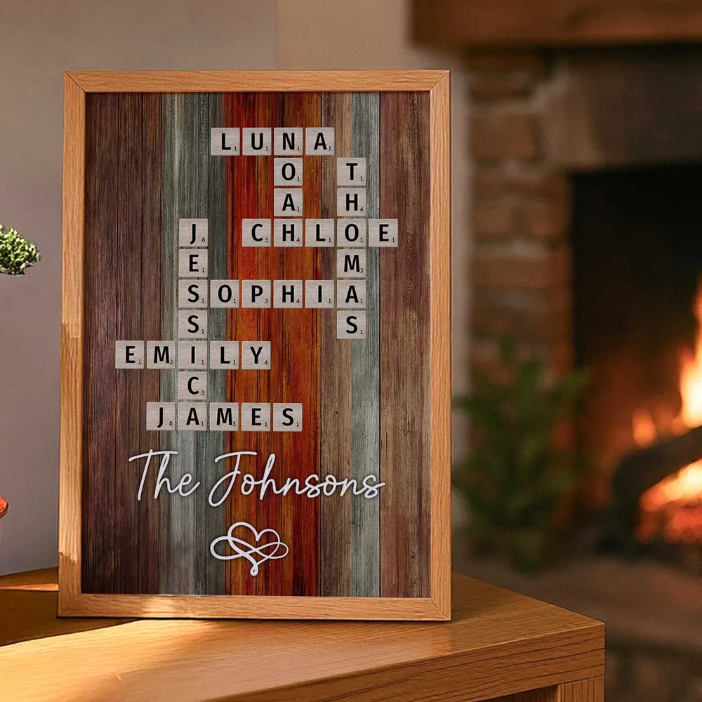 Personalized Family Name Poster Crossword Wall Art – Rustic Colorful Wood Decor, Heartfelt Home Display, Unique Gift for Parents & Loved Ones - Image 10