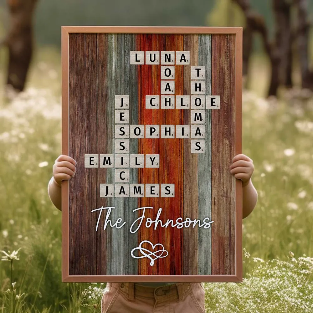 Personalized Family Name Poster Crossword Wall Art – Rustic Colorful Wood Decor, Heartfelt Home Display, Unique Gift for Parents & Loved Ones - Image 11