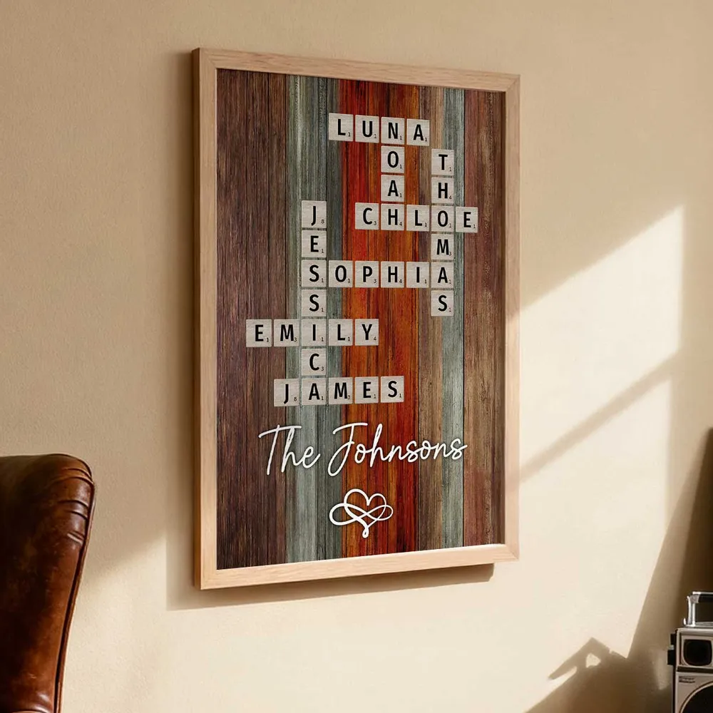 Personalized Family Name Poster Crossword Wall Art – Rustic Colorful Wood Decor, Heartfelt Home Display, Unique Gift for Parents & Loved Ones - Image 8
