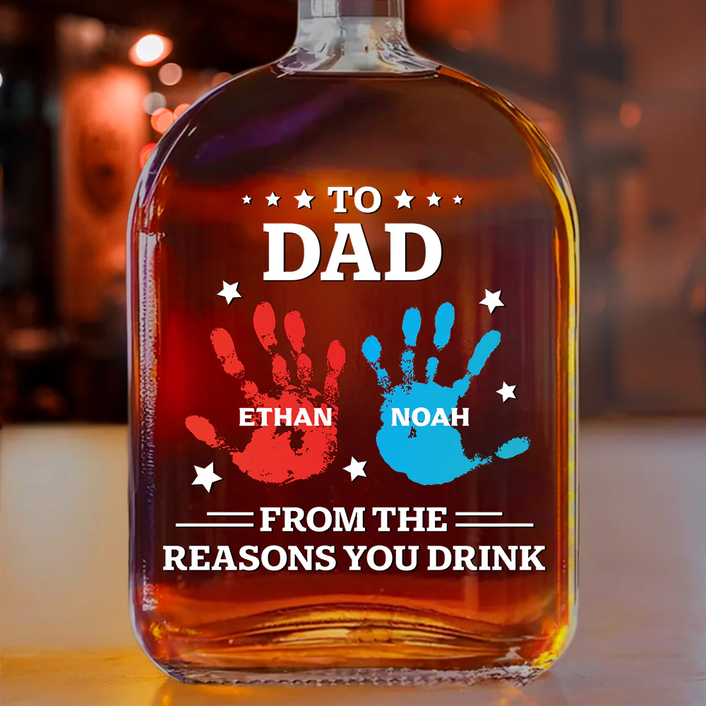 Personalized Whiskey Glass for Dad with Colorful Handprints, Funny Bar Whiskey Glass, Unique Gift from Kids for Special Occasions - Image 10