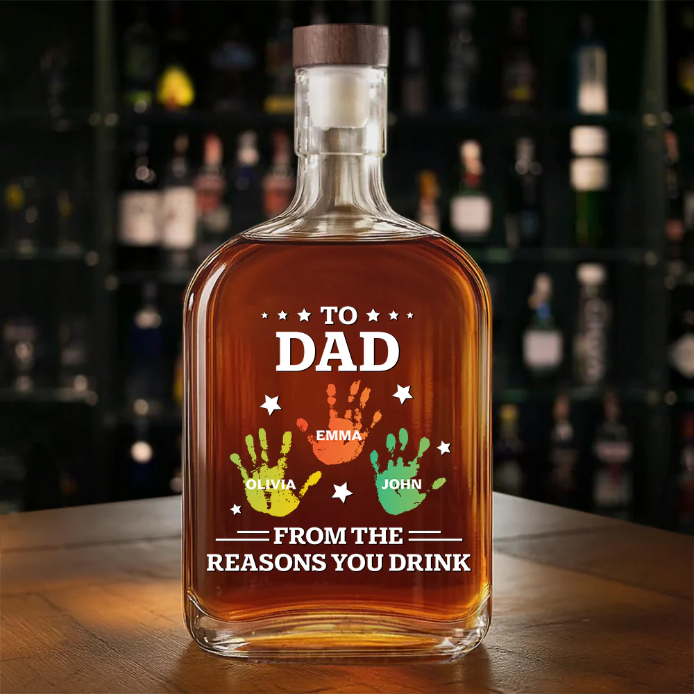 Personalized Whiskey Glass for Dad with Colorful Handprints, Funny Bar Whiskey Glass, Unique Gift from Kids for Special Occasions - Image 6