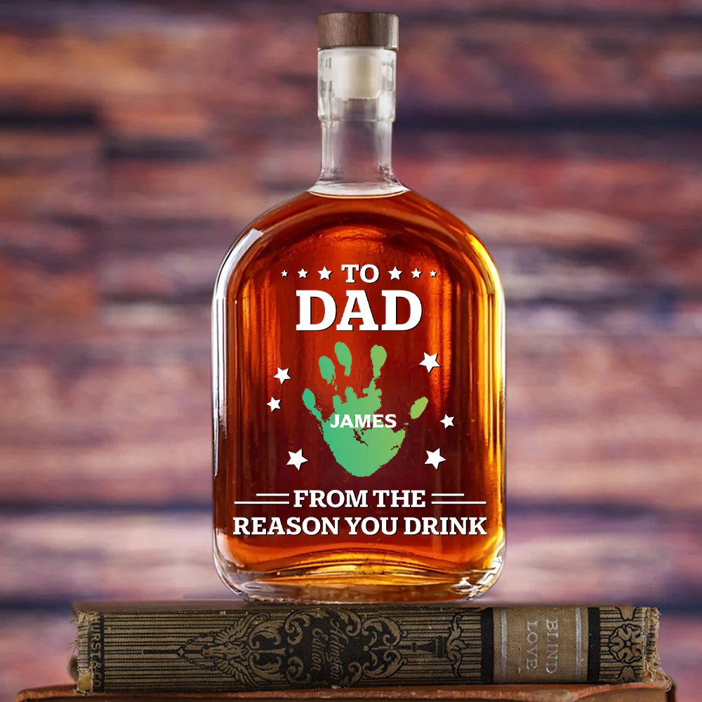 Personalized Whiskey Glass for Dad with Colorful Handprints, Funny Bar Whiskey Glass, Unique Gift from Kids for Special Occasions - Image 7