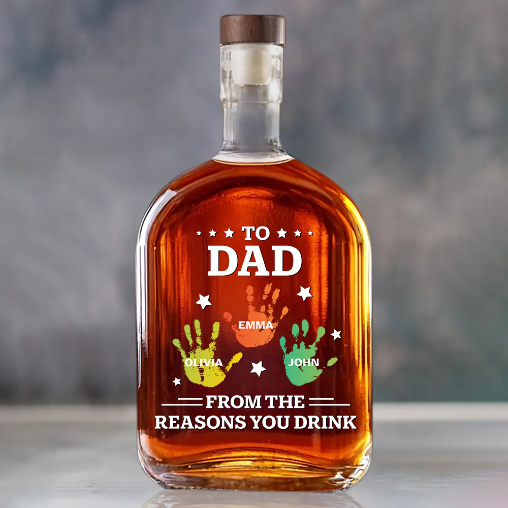 Personalized Whiskey Glass for Dad with Colorful Handprints, Funny Bar Whiskey Glass, Unique Gift from Kids for Special Occasions - Image 9