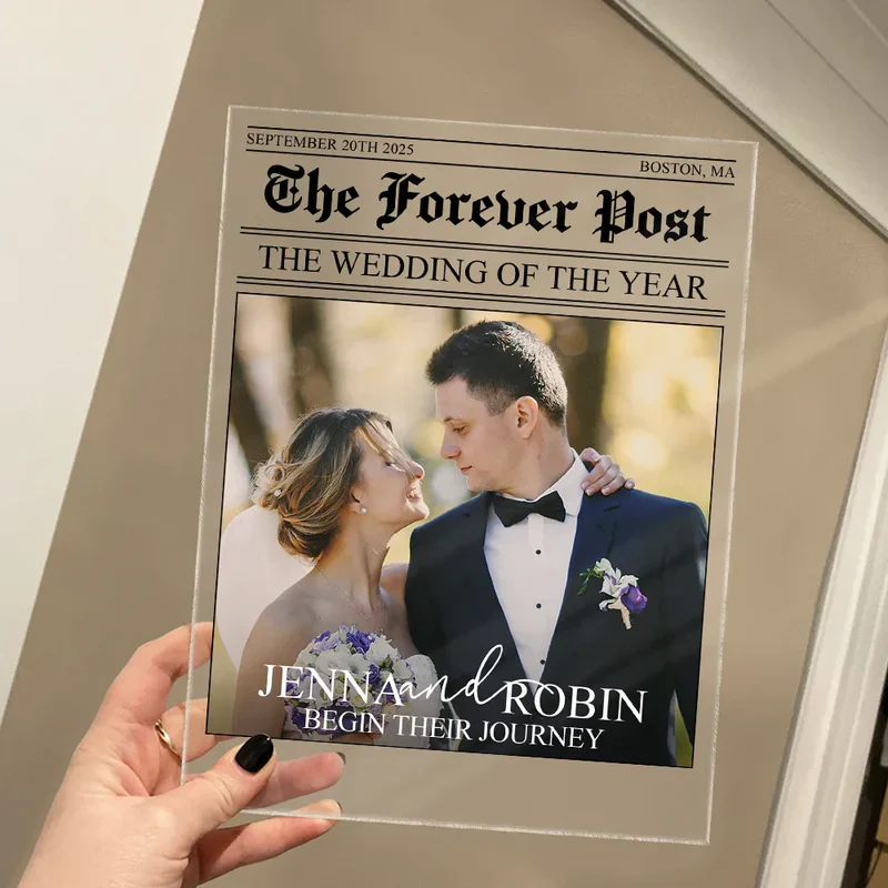 Custom Couple Acrylic Plaque Wedding Times Front Page – Elegant Personalized Decor for The Big Day, Anniversary & Romantic Gift - Image 2