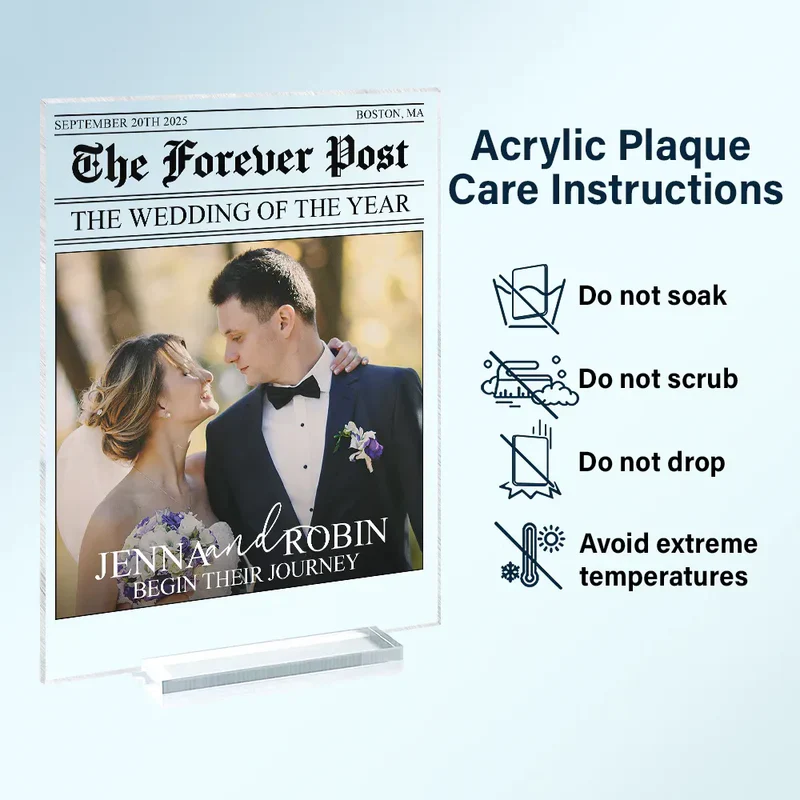 Custom Couple Acrylic Plaque Wedding Times Front Page – Elegant Personalized Decor for The Big Day, Anniversary & Romantic Gift - Image 6