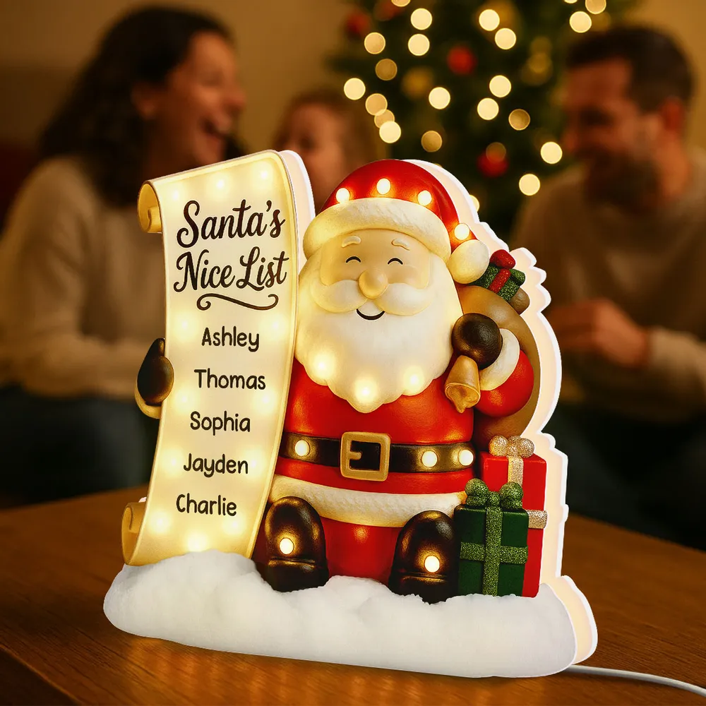 Santa Nice List Acrylic Light Box – Customized Christmas Gift for Friends & Family, Warm Glow Holiday Lamp for Mantel, Bookshelf or Party Display - Image 7