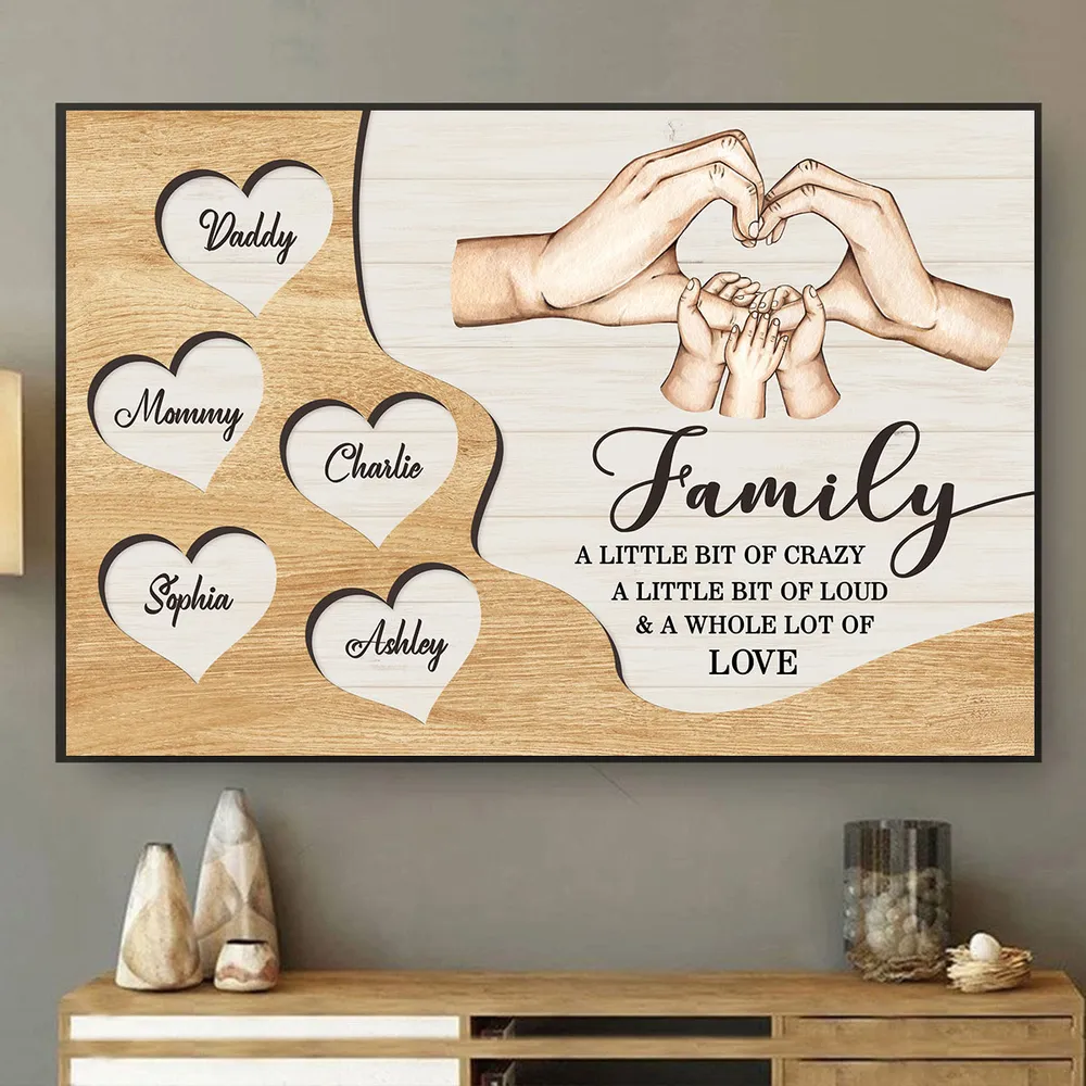 Family A Whole Lot of Love Personalized Poster, Hand-Drawn Hands & Hearts Wall Art, Meaningful Birthday or Housewarming Gift - Image 3
