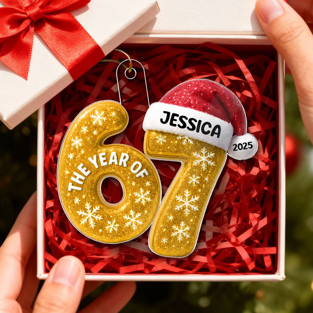Personalized Acrylic Ornament 67 with Santa Hat Design, Custom Christmas Tree Decor, Festive Keepsake and Unique Holiday Gift - Image 7