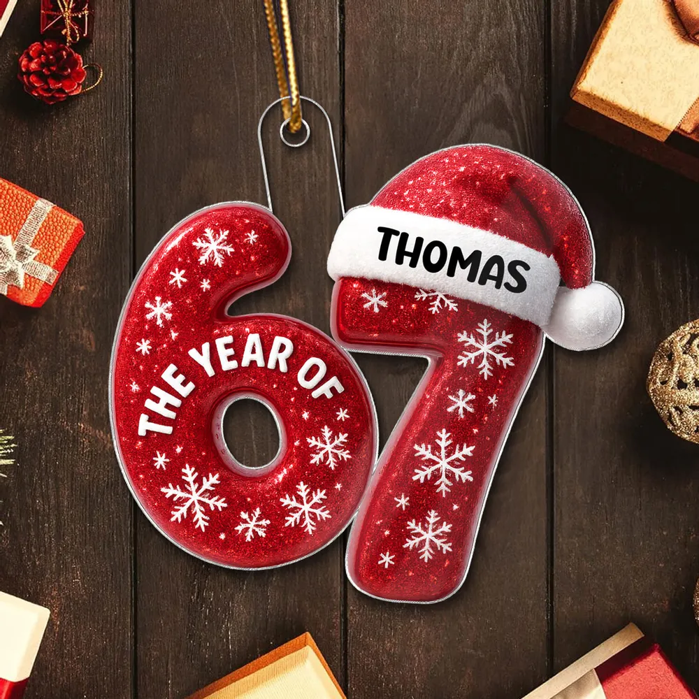 Personalized Acrylic Ornament 67 with Santa Hat Design, Custom Christmas Tree Decor, Festive Keepsake and Unique Holiday Gift - Image 8