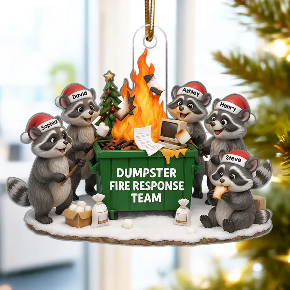 Custom Raccoon Dumpster Fire Response Team Acrylic Ornament, Hilarious Office Christmas Gift and Festive Home Decor - Image 7
