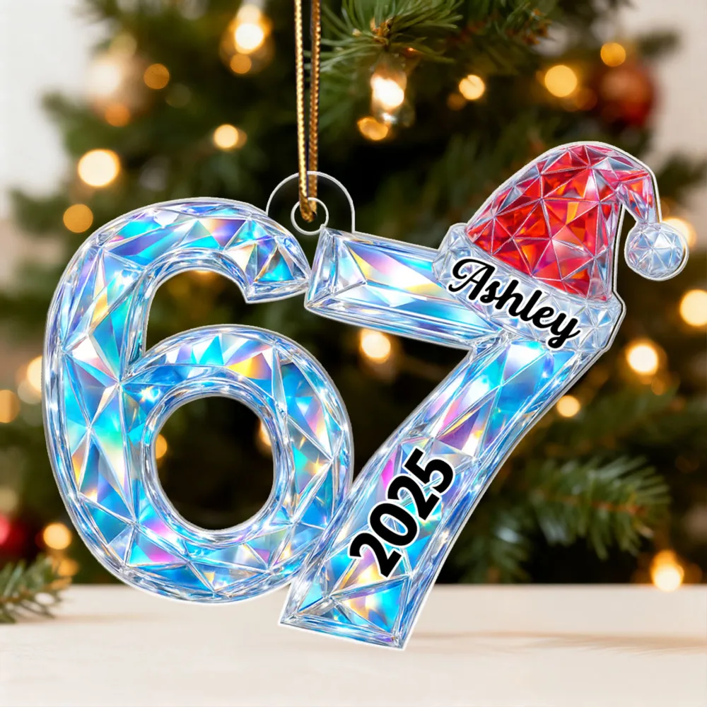 Six Seven Acrylic Ornament Christmas Tree Decoration – Trendy Gen Z Viral Quote Style, Unique Gift for Kids and Grandkids - Image 2