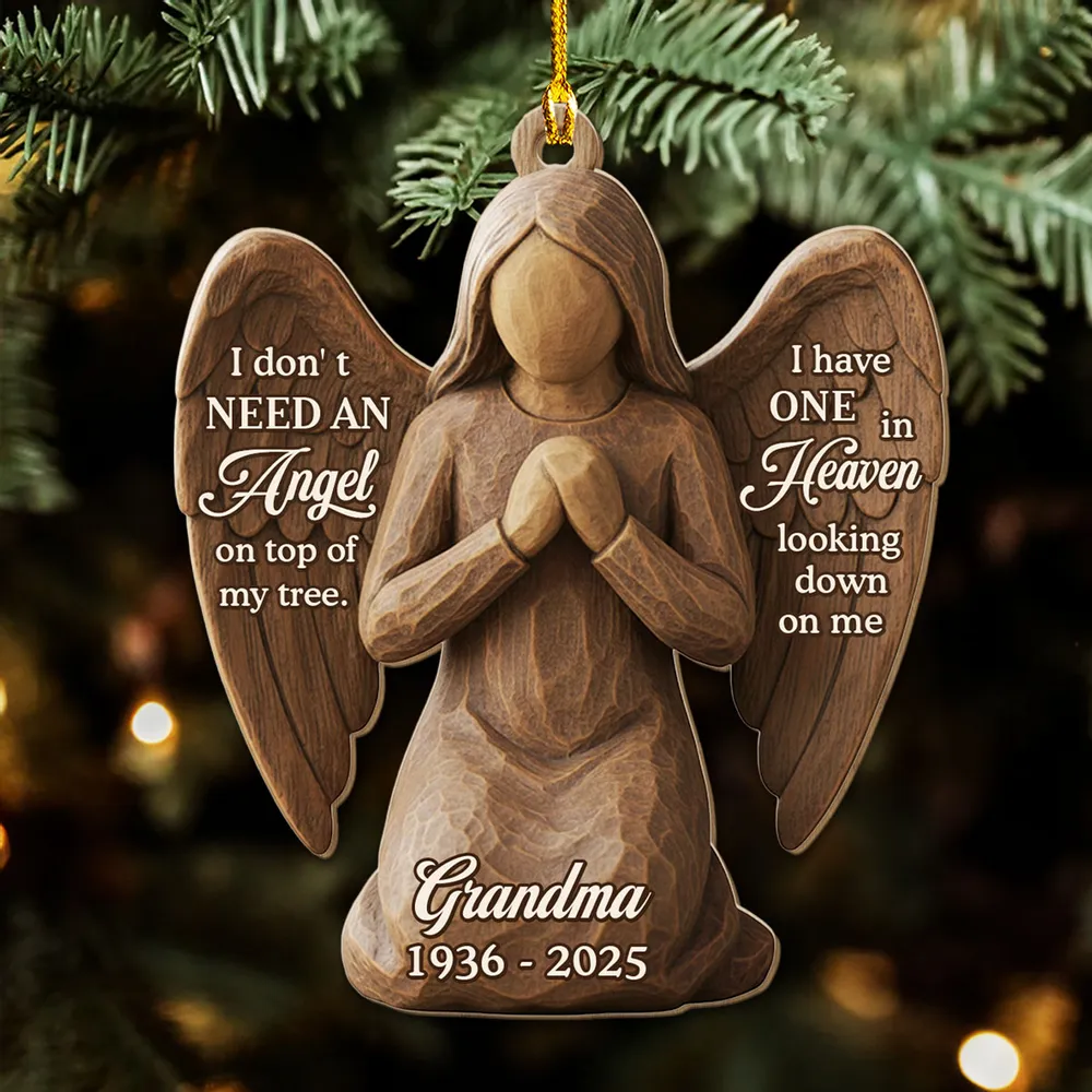 Personalized Wooden Ornament for Grandma in Heaven – Custom Angel Memorial Keepsake for Christmas Tree, Unique Sympathy Gift - Image 4