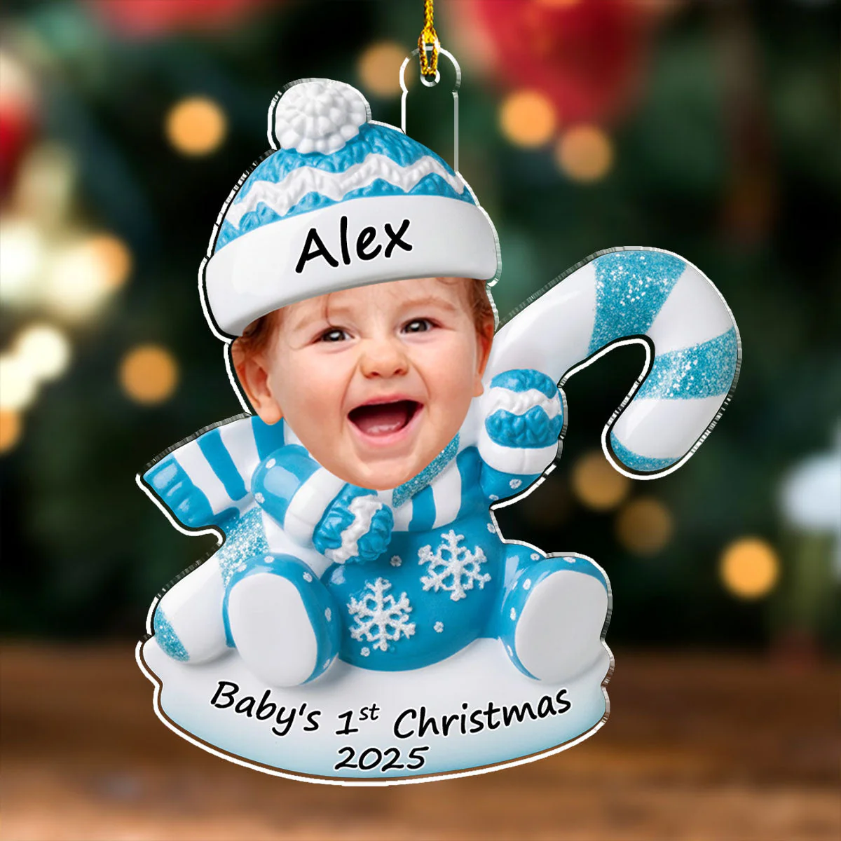 Custom Baby Christmas Acrylic Ornament with Cute Snowbaby Photo, Festive Tree Decoration for First Holiday Memories & Heartwarming Family Gift - Image 6